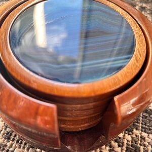 Marble and wood Coaster Set of 6